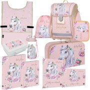 Aktovka pro prvňáčky Oxybag PREMIUM LIGHT Kůň romantic 11dílný set a pastelky zdarma
