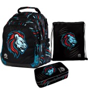 Školní taška pro prvňáčky Ulitaa Lev, 3dílný set penál velký