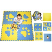 Pěnový BABY koberec s okraji - modrá/žlutá
