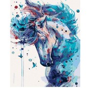 Diamantové malování - ABSTRAKTNÍ KŮN TMAVĚ MODRÝ na rámu 40x50 cm