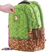 Studentský batoh Pixie Crew PXB-06-83 Minecraft  zeleno-hnědý a přívěšek zdarma