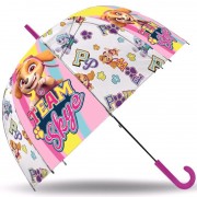 Deštník Tlapková Patrola průhledný růžový