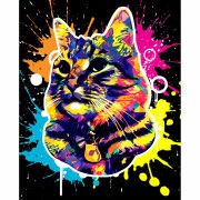 Diamantové malování - Super kočka Pop Art na rámu 40x50 cm