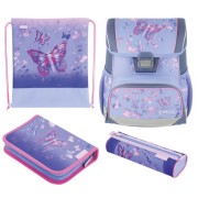 Školní aktovka Herlitz Loop Plus Butterfly Paradise  4d. set a pastelky Herlitz 24ks zdarma