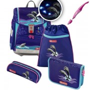 Školní aktovka Hama Step by Step Flash blikačka Delfíní 4-dílný set + pero Stabilo a doprava zdarma
