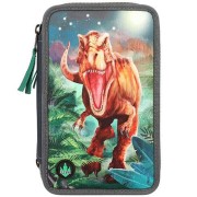 Školní penál vybavený Dino World T-rex v noci, třípatrový