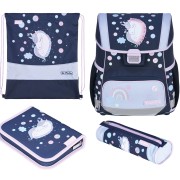 Aktovka do první třídy Herlitz Loop Plus Unicorn Dreams 4d. set a nůžky pro prvňáčky zdarma