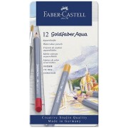 Akvarelové pastelky Faber-Castell Goldfaber Aqua plechová krabička, 12 barev